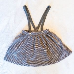 Zara Girls Knit Jumper Skirt Charcoal Gray Ivory Stripe Size 4-5 Years